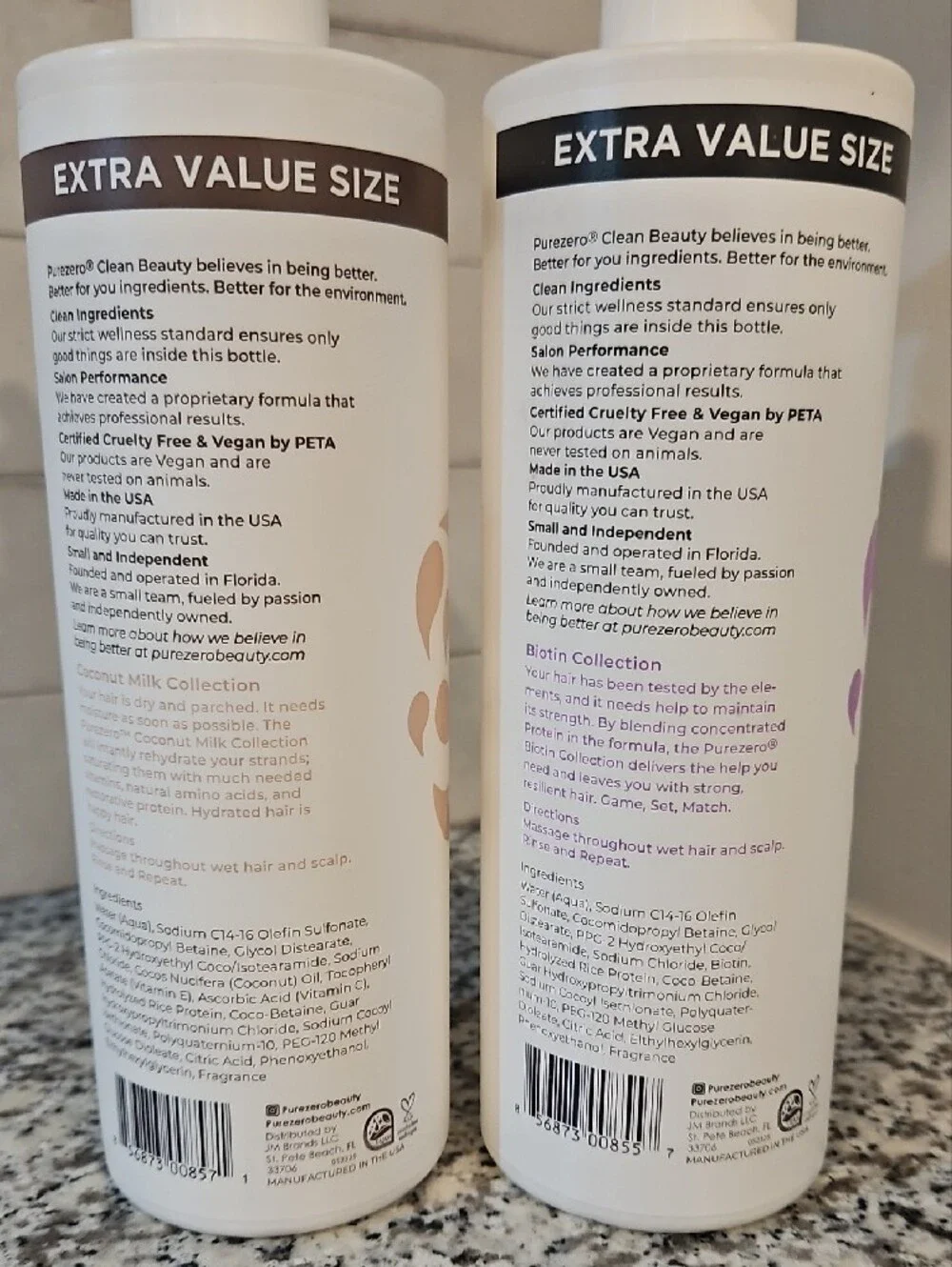 Purezero Coconut Milk/Biotin Moisturizing Strengthening Shampoo 20oz New